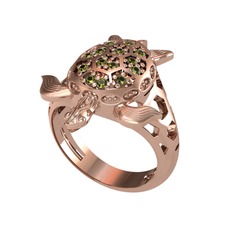 Eshe Kaplumbağa Yüzük - Peridot 925 ayar rose altın kaplama gümüş yüzük #13xlwhp