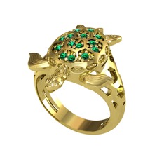 Eshe Kaplumbağa Yüzük - Yeşil kuvars 14 ayar altın yüzük #1l62ga5