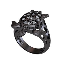 Eshe Kaplumbağa Yüzük - Pırlanta 925 ayar siyah rodyum kaplama gümüş yüzük (0.21 karat) #1mmlhj2