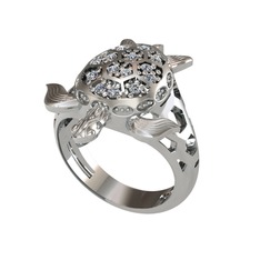 Swarovski 14 ayar beyaz altın yüzük