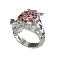 Garnet 14 ayar beyaz altın yüzük
