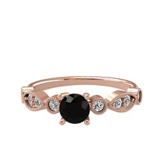 Minimal Meria Yüzük - Siyah zirkon ve swarovski 8 ayar rose altın yüzük #105xivv