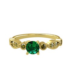 Minimal Meria Yüzük - Yeşil kuvars ve peridot 18 ayar altın yüzük #11jo5rs