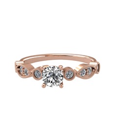 Swarovski ve pırlanta 14 ayar rose altın yüzük (0.288 karat)