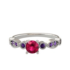Rodolit garnet ve ametist 925 ayar gümüş yüzük