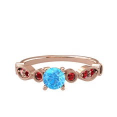 Minimal Meria Yüzük - Akuamarin ve garnet 925 ayar rose altın kaplama gümüş yüzük #15pw4tv