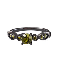 Minimal Meria Yüzük - Peridot 925 ayar siyah rodyum kaplama gümüş yüzük #16h07dy