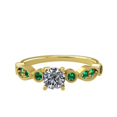 Minimal Meria Yüzük - Pırlanta ve yeşil kuvars 18 ayar altın yüzük (0.5 karat) #16x2fja