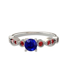 Minimal Meria Yüzük - Lab safir ve garnet 925 ayar gümüş yüzük #17e92sw