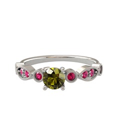 Minimal Meria Yüzük - Peridot ve rodolit garnet 925 ayar gümüş yüzük #18uqepn