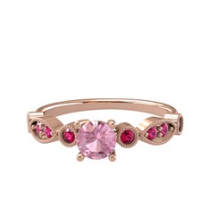 Minimal Meria Yüzük - Pembe kuvars ve rodolit garnet 8 ayar rose altın yüzük #18w2vzi