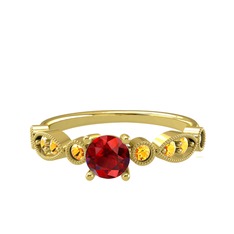 Garnet ve sitrin 18 ayar altın yüzük