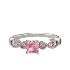 Minimal Meria Yüzük - Pembe kuvars 14 ayar beyaz altın yüzük #19ga45b