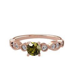 Minimal Meria Yüzük - Peridot ve swarovski 14 ayar rose altın yüzük #1ahdt9u
