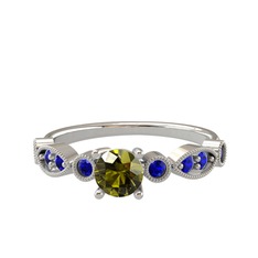 Minimal Meria Yüzük - Peridot ve lab safir 925 ayar gümüş yüzük #1cbb2o7