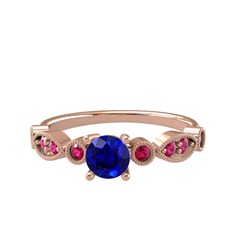 Minimal Meria Yüzük - Lab safir ve rodolit garnet 18 ayar rose altın yüzük #1eb4x9i