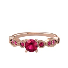Minimal Meria Yüzük - Rodolit garnet 18 ayar rose altın yüzük #1evlj4