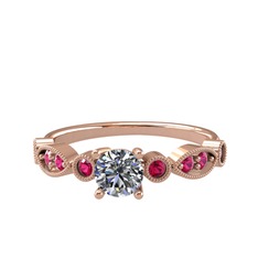 Minimal Meria Yüzük - Pırlanta ve rodolit garnet 14 ayar rose altın yüzük (0.5 karat) #1fwsobp