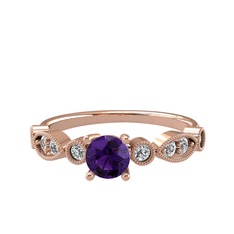 Ametist ve swarovski 14 ayar rose altın yüzük