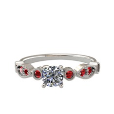 Pırlanta ve garnet 14 ayar beyaz altın yüzük (0.5 karat)