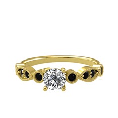 Beyaz zirkon ve siyah zirkon 8 ayar altın yüzük