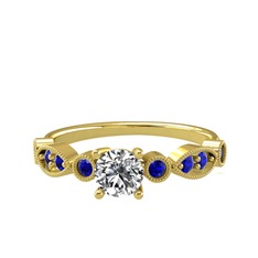 Minimal Meria Yüzük - Swarovski ve lab safir 14 ayar altın yüzük #1oikwbe