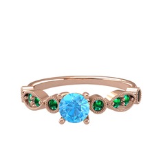Minimal Meria Yüzük - Akuamarin ve yeşil kuvars 8 ayar rose altın yüzük #1qaduit