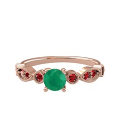 Kök zümrüt ve garnet 8 ayar rose altın yüzük
