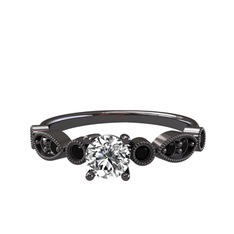 Minimal Meria Yüzük - Swarovski ve siyah zirkon 925 ayar siyah rodyum kaplama gümüş yüzük #1uapo20