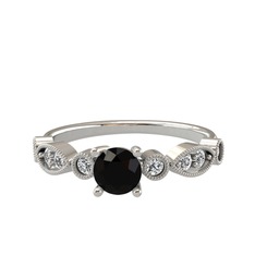 Minimal Meria Yüzük - Siyah zirkon ve swarovski 8 ayar beyaz altın yüzük #1w2d2z1
