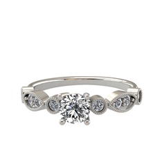Minimal Meria Yüzük - Swarovski ve pırlanta 14 ayar beyaz altın yüzük (0.288 karat) #26ifo