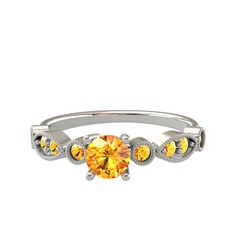 Minimal Meria Yüzük - Sitrin 18 ayar beyaz altın yüzük #6t6dr9