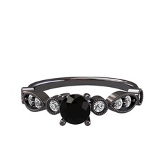 Minimal Meria Yüzük - Siyah zirkon ve swarovski 925 ayar siyah rodyum kaplama gümüş yüzük #7tp0fs