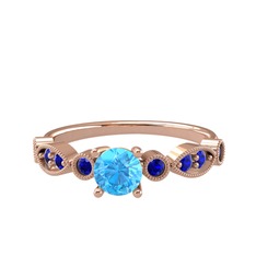 Minimal Meria Yüzük - Akuamarin ve lab safir 925 ayar rose altın kaplama gümüş yüzük #984q81