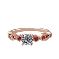 Pırlanta ve garnet 8 ayar rose altın yüzük (0.5 karat)