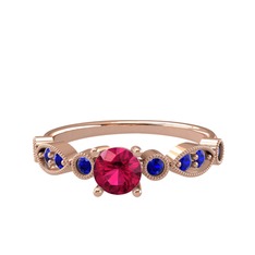 Minimal Meria Yüzük - Rodolit garnet ve lab safir 18 ayar rose altın yüzük #cwcjaz