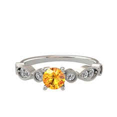 Minimal Meria Yüzük - Sitrin ve swarovski 14 ayar beyaz altın yüzük #eyg7no