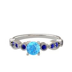 Minimal Meria Yüzük - Akuamarin ve lab safir 925 ayar gümüş yüzük #f4enxu