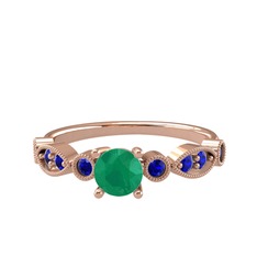 Minimal Meria Yüzük - Kök zümrüt ve lab safir 18 ayar rose altın yüzük #gfh978