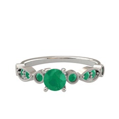 Minimal Meria Yüzük - Kök zümrüt 18 ayar beyaz altın yüzük #hd8ybs