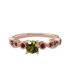 Minimal Meria Yüzük - Peridot ve kök yakut 8 ayar rose altın yüzük #iddtxx