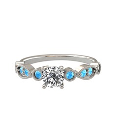 Minimal Meria Yüzük - Swarovski ve akuamarin 8 ayar beyaz altın yüzük #j0krmh