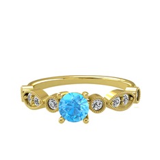 Minimal Meria Yüzük - Akuamarin ve swarovski 14 ayar altın yüzük #ksnkdw
