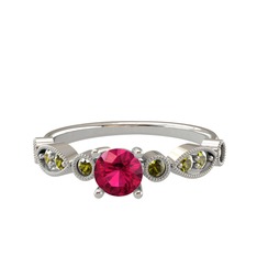 Minimal Meria Yüzük - Rodolit garnet ve peridot 925 ayar gümüş yüzük #n8pesw