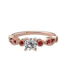 Minimal Meria Yüzük - Beyaz zirkon ve garnet 925 ayar rose altın kaplama gümüş yüzük #npajms