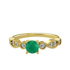 Minimal Meria Yüzük - Kök zümrüt ve swarovski 8 ayar altın yüzük #o4e45s