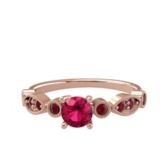 Minimal Meria Yüzük - Rodolit garnet ve kök yakut 14 ayar rose altın yüzük #osf9yw