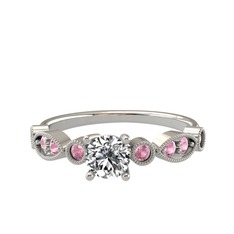 Swarovski ve pembe kuvars 925 ayar gümüş yüzük