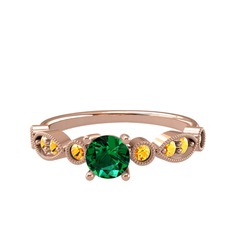 Minimal Meria Yüzük - Yeşil kuvars ve sitrin 925 ayar rose altın kaplama gümüş yüzük #qtdb24