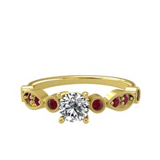 Minimal Meria Yüzük - Swarovski ve kök yakut 18 ayar altın yüzük #smd2fr